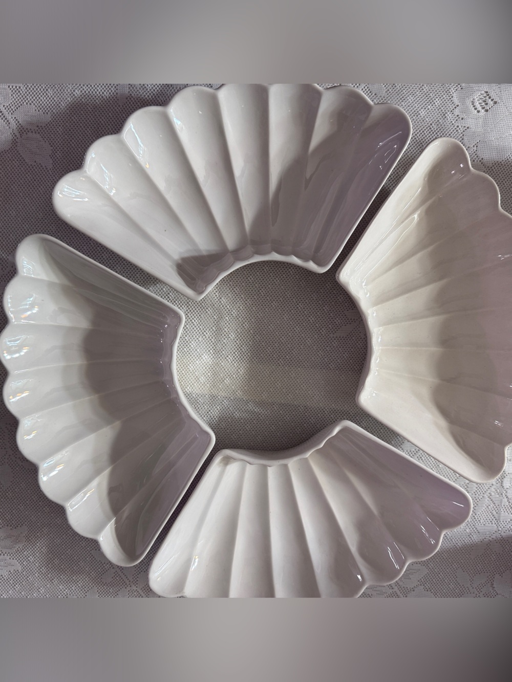 Vintage Mid-Century California Pottery 4-Piece Lazy Susan Serving Dishes Set